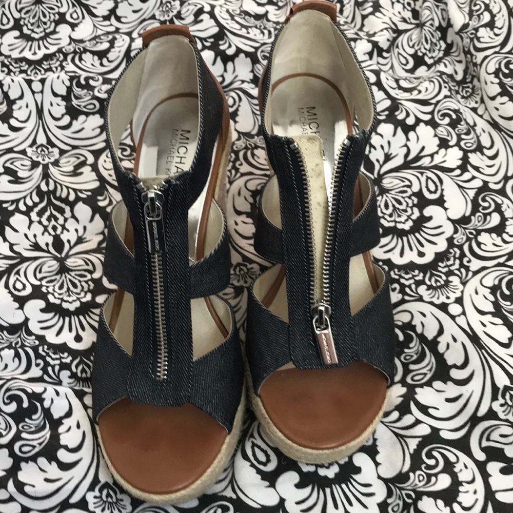 Michael Kors zip up denim wedges - Picture 2 of 5